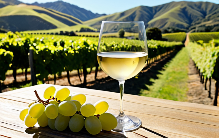 **
>A sun-drenched Marlborough vineyard, focusing on rows of Sauvignon Blanc grapes. In the background, rolling hills. A wine glass in the foreground catches the sunlight, hinting at the crisp, refreshing wine. The image should evoke the feeling of a bright, clean New Zealand landscape.
**