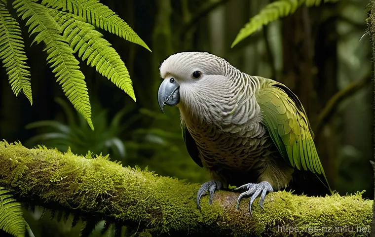 뉴질랜드의 독특한 생태계 - **A Serene New Zealand Nocturnal Forest Scene with Endemic Birds.**
    Detailed description: The im...