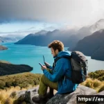 뉴질랜드에서 보험 가입 시 주의사항 - **Prompt:** A young man, dressed in practical hiking gear including sturdy boots, cargo pants, and a...