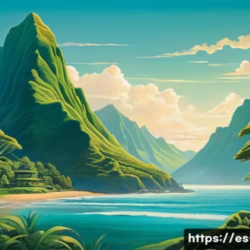뉴질랜드 마오리족 역사와 전통 - A serene scene depicting Papatūānuku, the Earth Mother, and Ranginui, the Sky Father, symbolized as ...